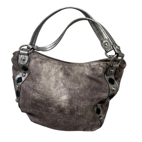 Kathy Van Zeeland On the Rocks Shopper Hobo Slouchy Handbag Metallic Gray NWOT - Picture 1 of 8